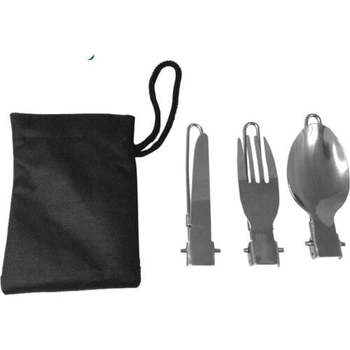 3pcs Outdoor Camping Picnic tableware Travel folding stainless steel knife fork Spoon portable edc Multifunctional Key Chain