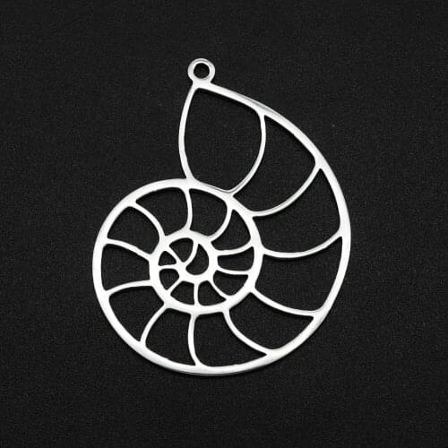 5pcs/lot 100% Stainless Steel 35x28mm Sea Conch DIY Charm Earring Finding Wholesale Jewelry Bracelet Making Charms