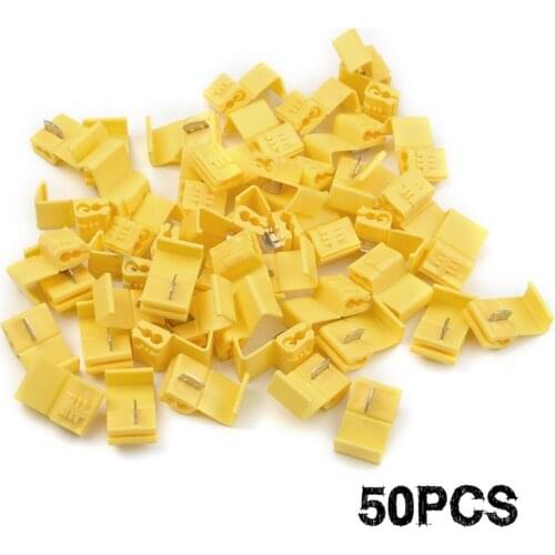50Pcs Quick Splice Terminals Crimp Lock Wire Electrical Cable Connector Insulated For Car Electrical Crimp Cable Snap