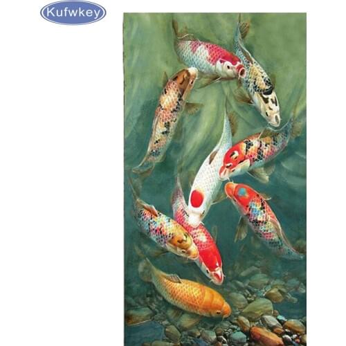 Diamond embroidery nine rich fish,5d diamond painting animals full diamond mosaic pictures of rhinestones cross-stitch kits