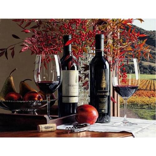 Fruits and Wine Diamond Embroidery Painting Kitchen Decoration Diamond Mosaic Pattern Full Square Diamond Painting Kits ll016