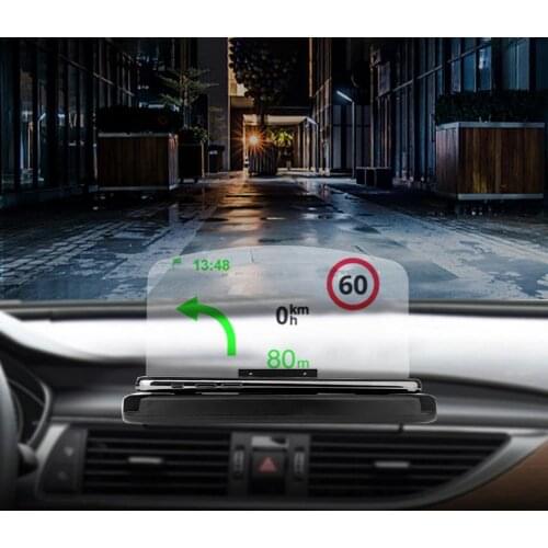 Car Phone Holder GPS Navigation Head Up Display Mirror HUD Folding Windscreen Projector with Wireless Charger Function