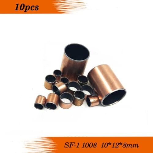 Free shipping 10Pcs SF1 SF-1 10pcs 1008 10*12*8 Self Lubricating Composite Bearing Bushing Sleeve 10x12x8mm
