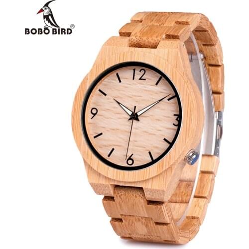 BOBO BIRD Natural Bamboo Luxury Wood Strap Women Mens Watches With Wooden Watch Box relogio masculino Accept Drop Shipping D27