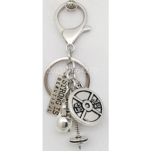 45LBS BARBELL WEIGHT Charm Chain Keychain *Fitness Weightlifting Gym CROSSFIT