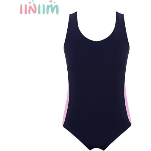 Iiniim Kids Girls One-piece Summer Bikini Costumes Color Block Cutouts Racer Back Swimsuit Swimwear Bathing Suit