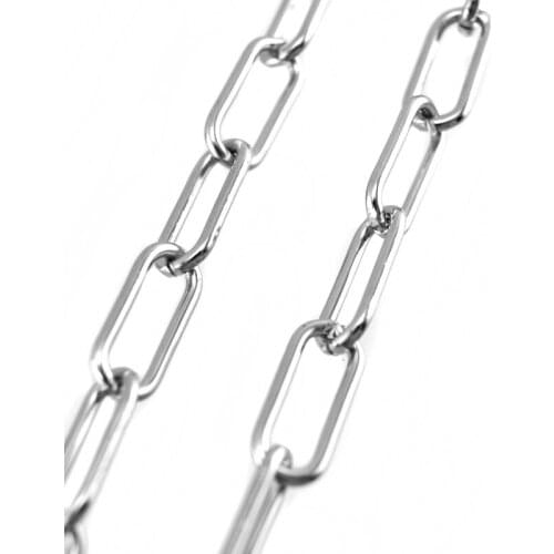 100% Stainless Steel Lock Chain For Jewelry Making Oval Metal Rolo Link Chains By Meter Cadenas Por Metros No Clasp 1M