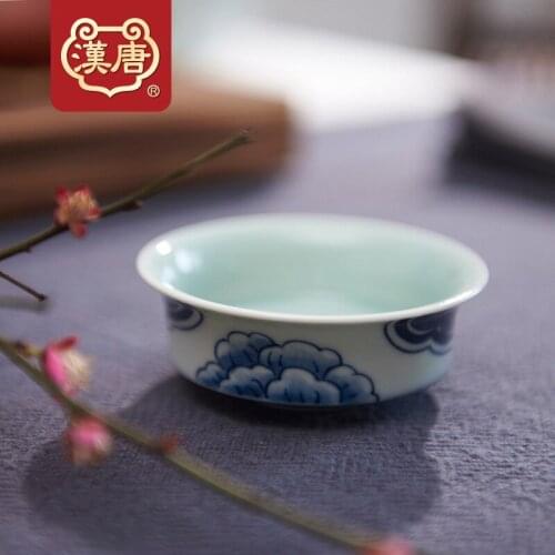 Han Tang Tea Tasting Cup Jingdezhen Porcelain Master Cup Single Cup Blue and White Porcelain Bamboo Hat Ceramic Underglaze