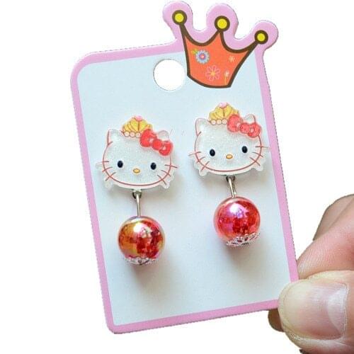 Sanrio hello kitty childrens ear clip earrings no pierced cartoon princess series earring stud baby girl accessories