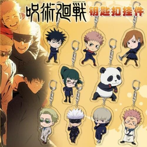 Jujutsu Kaisen Anime Keychain Gojo Satoru Yuuji Action Figures Acrylic Key Chain Decoration Bag Pendant Collection Key Ring Gift
