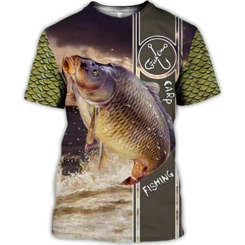 Animal Fishing Art Harajuku summer t-shirt Cool Chase Hook Fish Print Fashion 3D Short sleeve T-shirt Dropshipping style-3