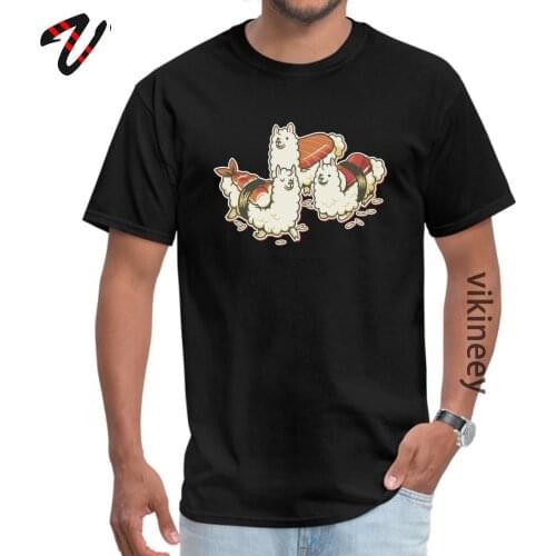 Cute Alpaca Sushi Normal Top T-shirts for Men Japanese Art Design Cotton Fabric Tops Shirt Funny Kawaii Graphic Tshirt Boy
