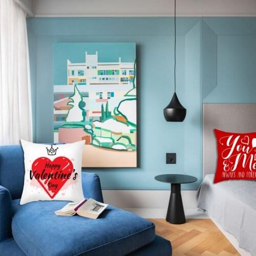 Sweet Heart Cotton Linen Home Decor Pillowcases Warm Love Quote Valentine’s Day Decorative Throw Pillow Case Set Of 4