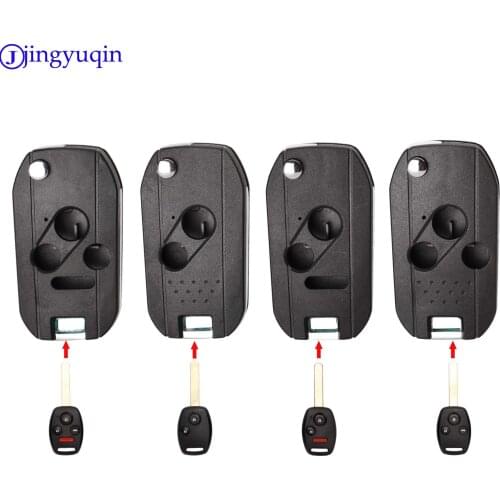 Jingyuqin 10ps 2/3/4 Modified Folding Car Key Case Remote For Honda Cr-V Civic Insight Ridgeline 2003 2008 2009