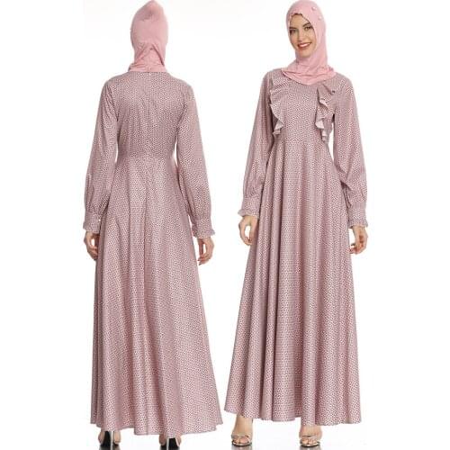 Fashionable and Dignified Lady Arab Large Size Womens Dress Lace Muslim Leisure Temperament Long Skirt Abaya Dubai