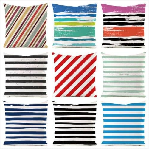 45cm*45cm Painted Stripe Inimitated Silk Fabric Throw Pillow Covers Couch Cushion Cover Home Decorative Pillows Pillow Case
