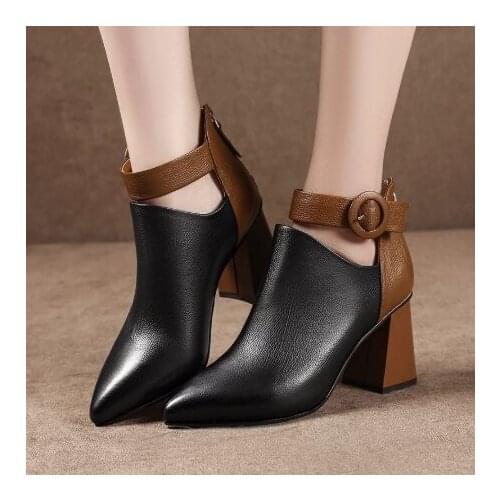 New Autumn Early Winter Shoes Women Boots Fashion Ladies High Heels Boots Pointed toe Woman Party Shoes Women Ankle Boots