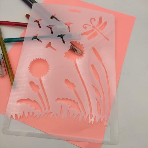 Dandelion plastic mold shield DIY cake scrapbook stencils hollow Embellishments printing lace ruler Valentines Day