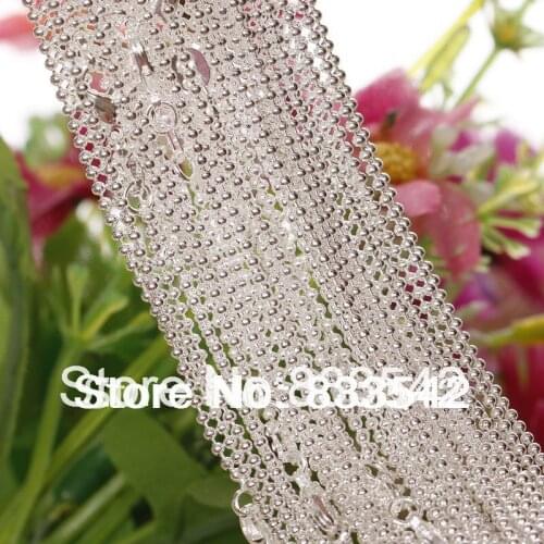 Bulk Wholesale 10PCS Stamped Silver Color 1mm Necklace Beads Ball Chain 16''-30' for Women with Lobster Clasp Bulk