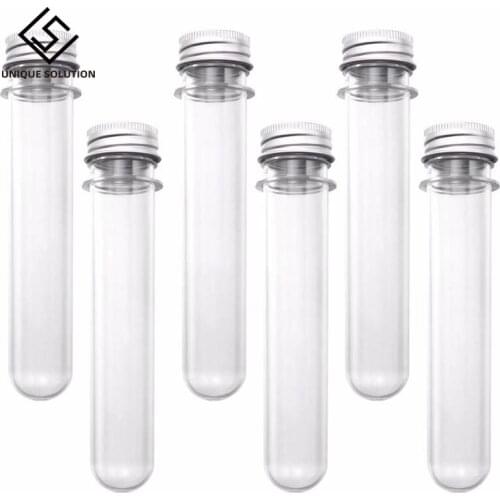 25pcs 30ml Excellent Plastic Transparent Test Tubes With Aluminum Cap Bottles School Supplies Lab Equipments 25x110mm