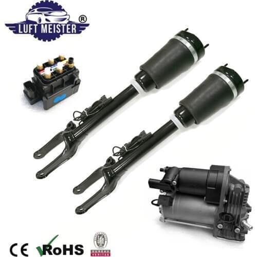 Front Air Suspension System Set fit for Mercedes W164 ML / GL Class 2pcs Air Struts with ADS & Air Compressor & Valve Block