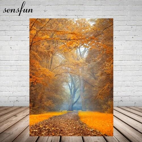 Sensfun Autumn Forest Fall Leaves Photography Backgrounds Photo Studio Props Photography Backdrop 5x7FT Vinyl