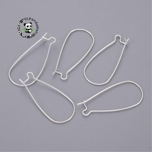 Brass Hoop Earrings, Lead Free, Cadmium Free and Nickel Free, Silver Color, 33x14mm