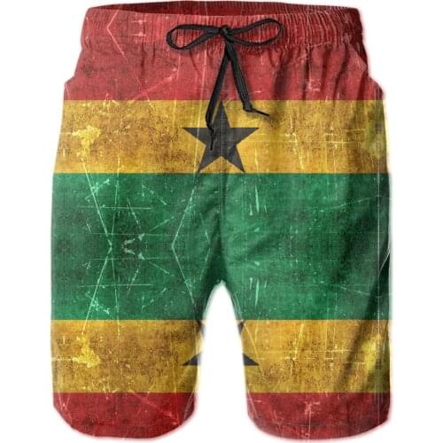 Male Shorts Beach Breathable Quick Dry Funnybasketball Vintage Aged And Scratched Ghana Flag