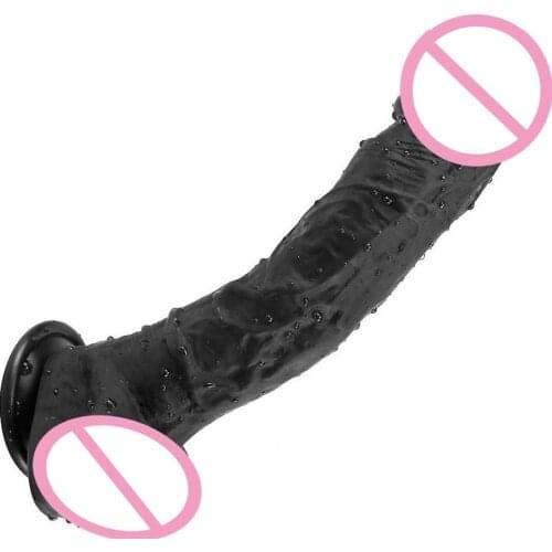 9.25 Inch Black Stick Silica Gel Massager Dildo Big Suction Cup Waterproof Sex Toys for Women Masturbation Silicone Anal Dildo