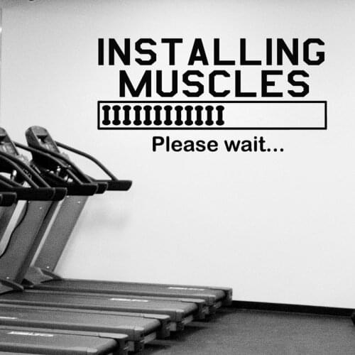Installing Muscles Vinyl Sticker Fitness Weights Gym Motivation Wall Art Vinyl Decal Fitness Studio Club Wall Decoration A814