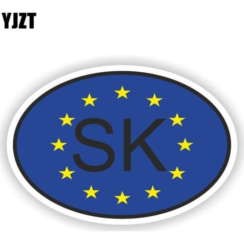 YJZT 13.7CM*9.2CM Oval With Flag SK SLOVAKIA Decal Car Sticker Accessories Helmet Sticker 6-2031