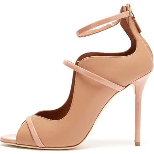 Carpaton Sexy Open Toe High Heel Sandals for Woman Summer Ankle Strap Thin Heels Shoes Runway Cutouts Gladiator Shoes
