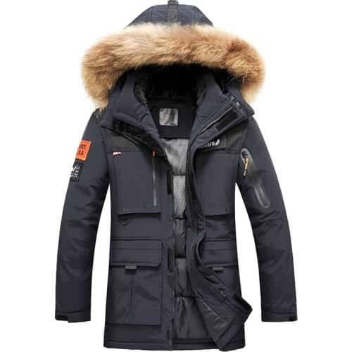 Winter Jacket Men Fur Collar Hooded Warm Cotton-Padded Coats Thickens Military Overcoat Windbreaker Parka Men Brand Clothing