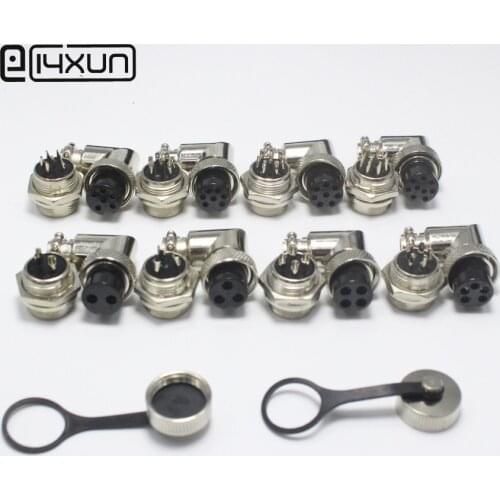 1Set GX16 Aviation Connector 2 3 4 5 6 7 8 9 Pin XLR Right Angle Male Plug + Female jack 16mm PCB Chassis Mount Socket