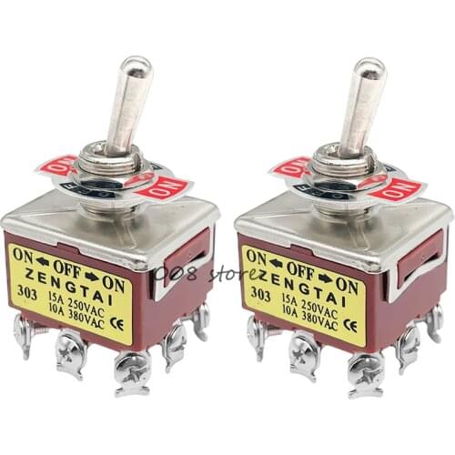 1pcs 3PDT On/Off/On 3 Postion 9 Screw Terminals Toggle Switch AC 250V 15A E-TEN 303 LW