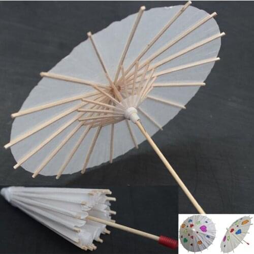 50pcs/Lot radius 10cm white Paper Umbrella Parasol children DIY drawing