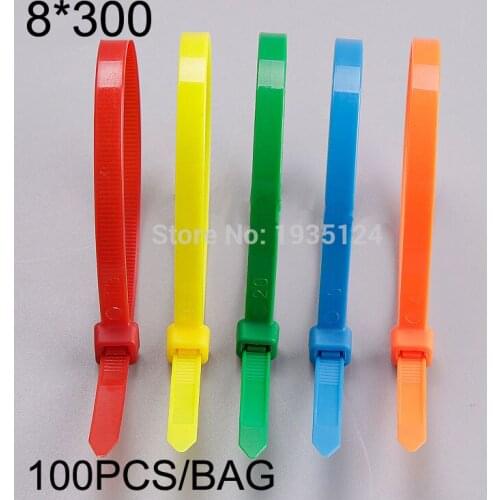 100PCS 12" Inch 8*300mm Width 7.6MM Self-locking Plastic nylon Tie Cable Tie Fastening Ring Strap Nylon Cable Tie Set