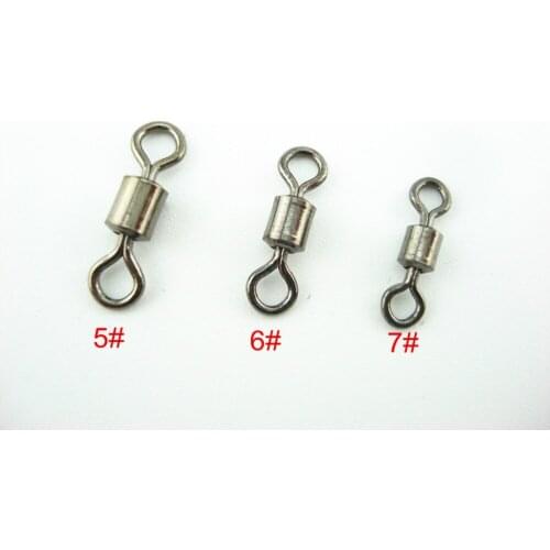 200Pcs* 5# 6# 7# Fishing Rolling Swivel Fishing Lure Fishing Swivel Connector Fishing Accessory Copper Stainless steel