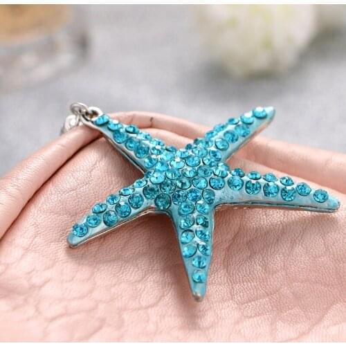 2021 spring fashion new cute rhinestone crystal gem starfish bag wallet keychain birthday party gift