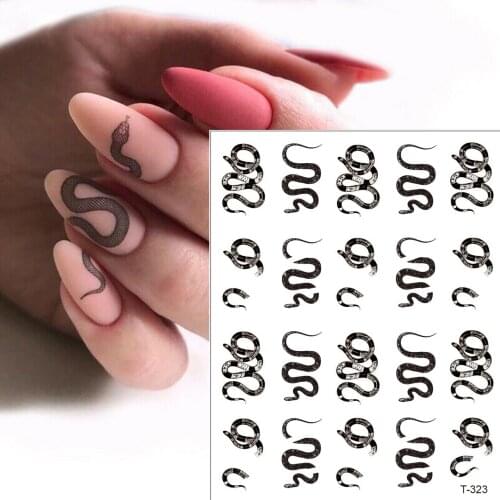 Snake Design 3D Nail Art Stickers Flower Butterfly Transfer Stickers Slider Decals Tip Manicuring Art Decoration Accessory
