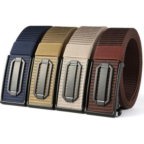 Kemeiqi toothless and holeless automatic buckle metal head nylon canvas belt belt trousers inner and outer wear buckle fashion