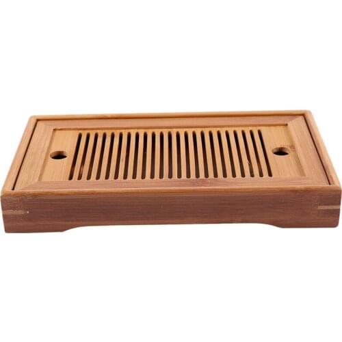 Bamboo Tea Trays Kung Fu Tea Accessories Tea Tray Table With Drain Rack 25X14X3.5Cm Chinese Tea Serving Tray Set