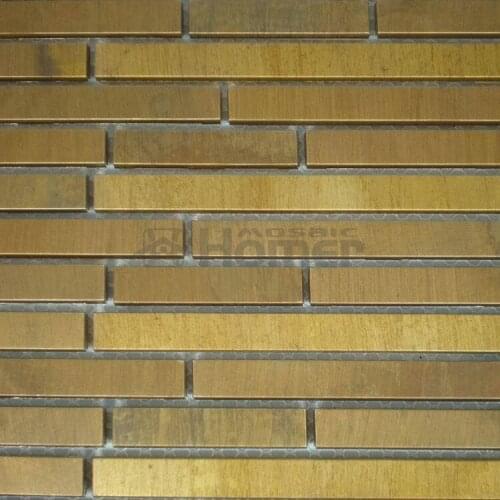 Free shipping, bronze mosaic tiles wall tiles brass metal subway brick pattern mosaic tiles for bathroom living room wall