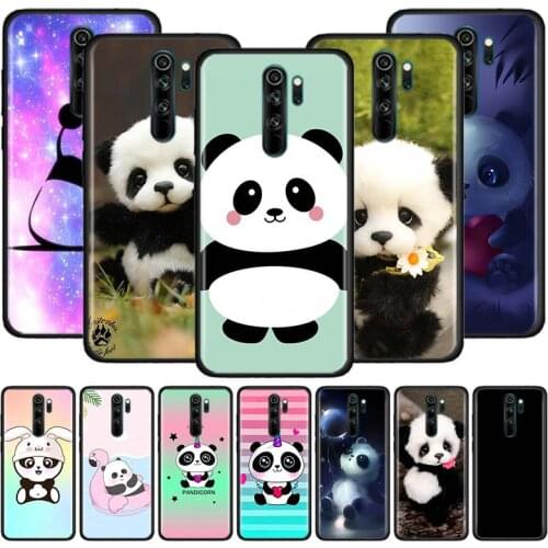 Super Cute Panda Case for Xiaomi Redmi Note 9S 8T 8 7 9 9A 9C K30 Pro 8A 7A 6 Black Silicone Phone Cover Sac