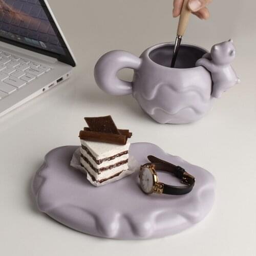 Creative Macarone Coffee Cup Saucer Set 465ML Luxury Ceramic Mug Coffee Top-grade Porcelain Tea Cup Gift Cafe Party Drinkware