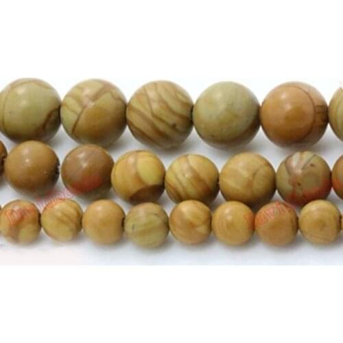 Fctory Price Wood Texture Stone Round Gem Beads 16" Strand 4 6 8 10 12MM Pick Size For Jewelry Making diy