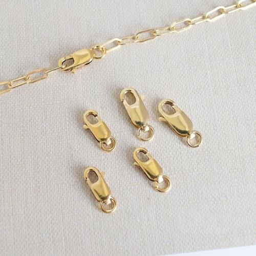 14K Gold filled Square Lobster End Closure Round Spring Buckle Accessories for Bracelet necklace making jewelry Finding 4-6mm