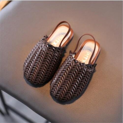 Summer childrens sandals girls' knitting sandals fashion childrens beach shoes soft sole leisure Princess slippers