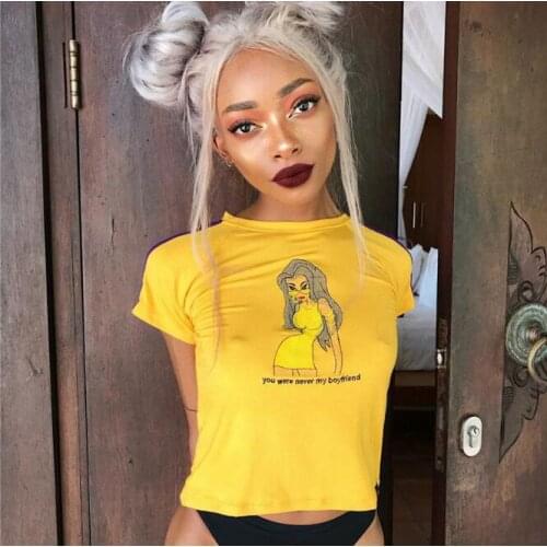 Summer Women You were never my boyfriend Letter Printed O-neck t-shirt