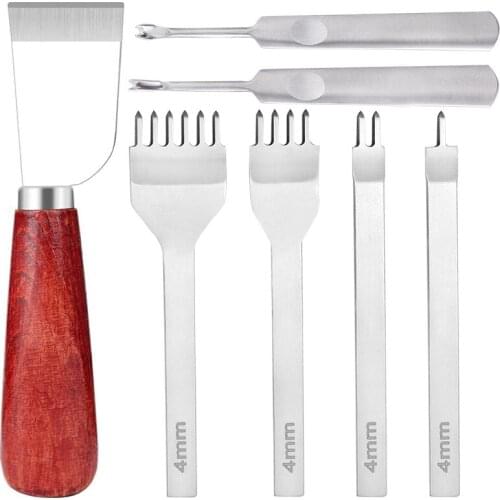 LMDZ Diamond Lacing Stitching Chisel Set Leather Edge Skiving Craft Tool Leather Cutting Knife Leather Craft Kits for DIY